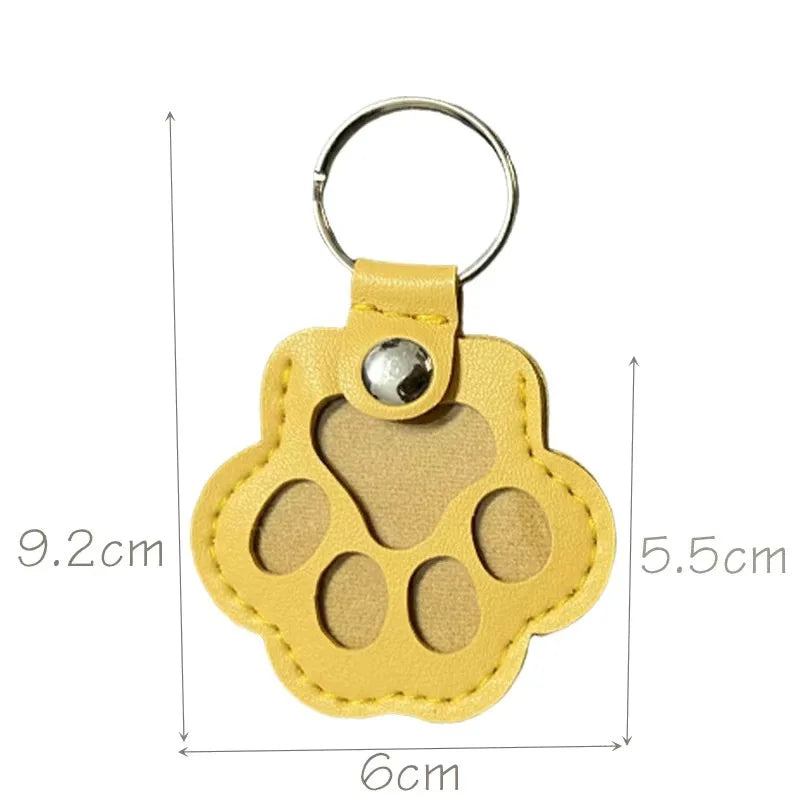 Paw Shape Memorial Leather Pet Hair Storage Bag Multifunctional Portable Keychain for Cat and Dog Hair Memorial Gift