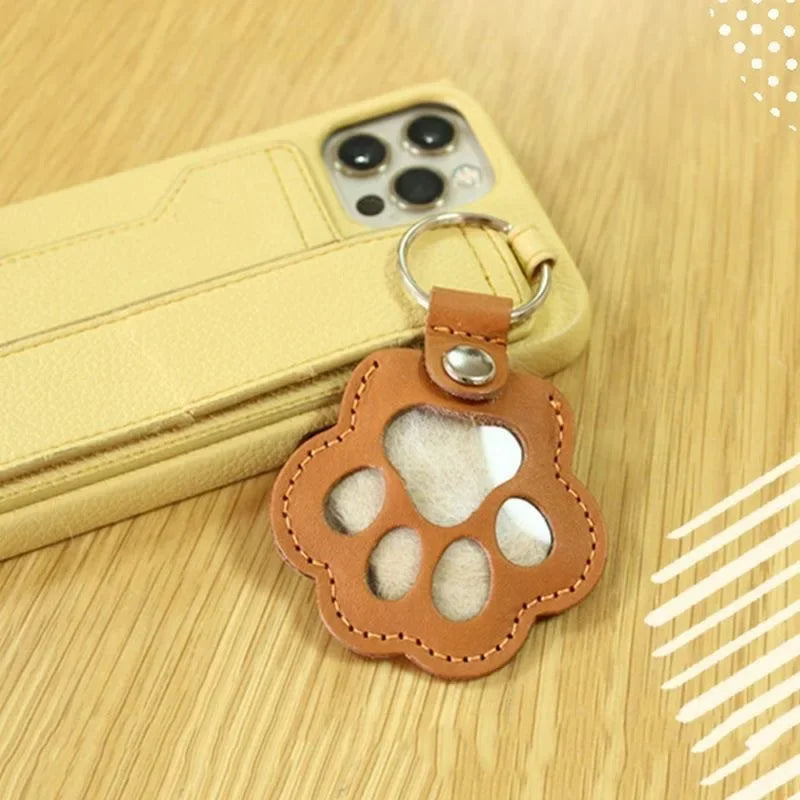 Paw Shape Memorial Leather Pet Hair Storage Bag Multifunctional Portable Keychain for Cat and Dog Hair Memorial Gift