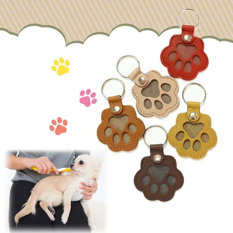 Paw Shape Memorial Leather Pet Hair Storage Bag Multifunctional Portable Keychain for Cat and Dog Hair Memorial Gift