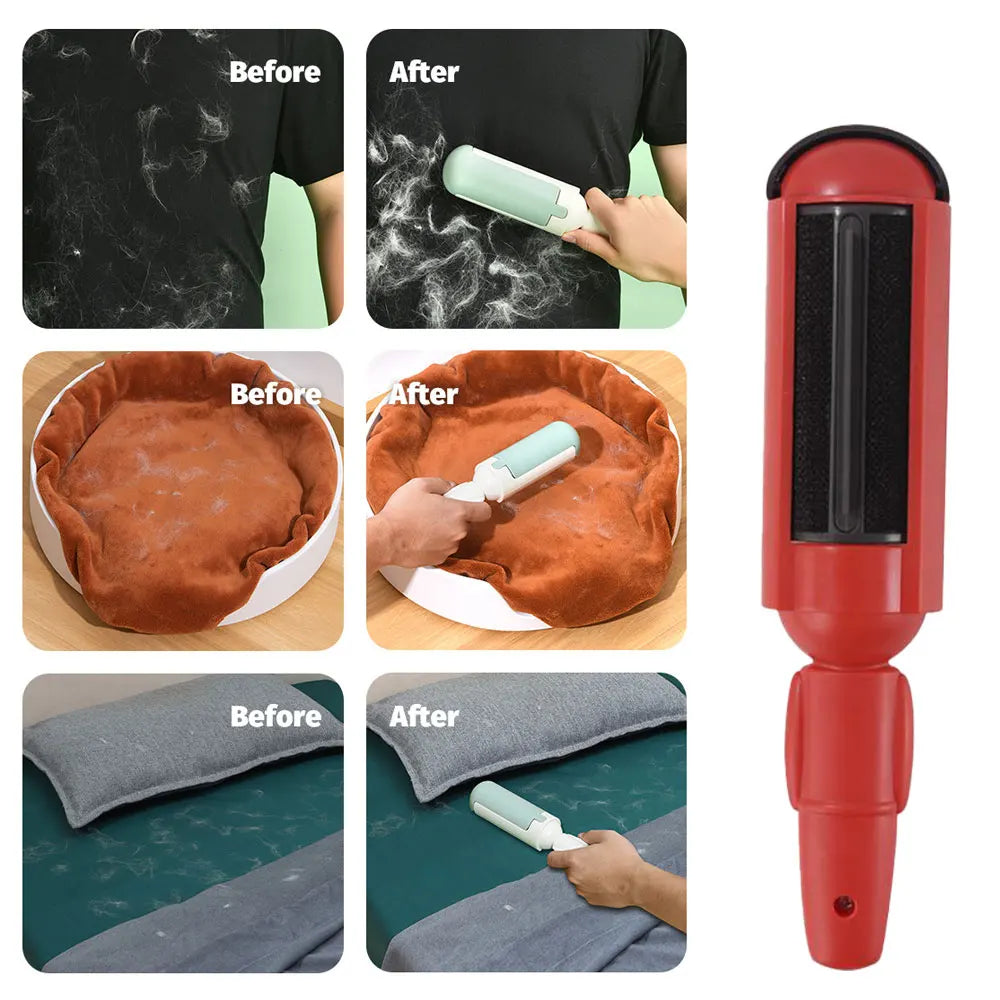 Electrostatic Pet Hair Remover Brush and Self-Cleaning Lint Roller for Effortless Cleaning of Cats and Dogs