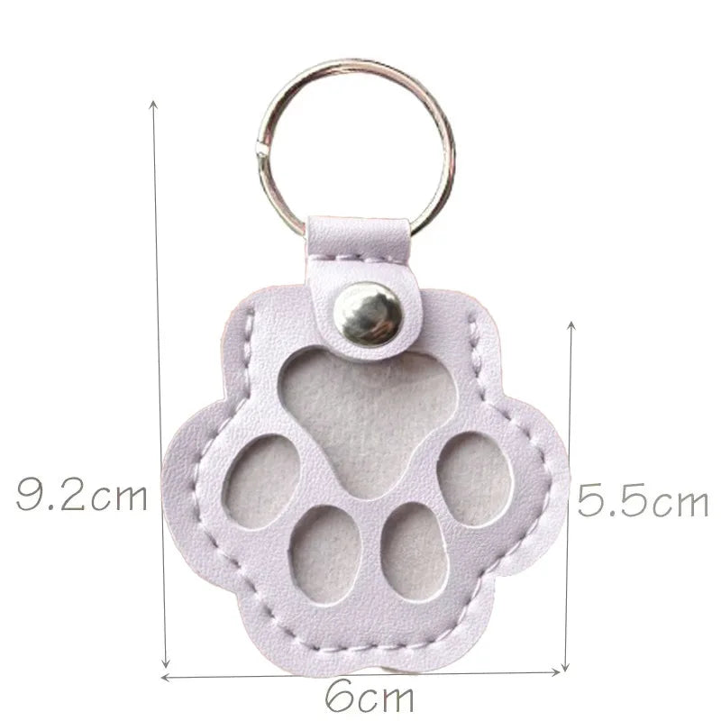 Paw Shape Memorial Leather Pet Hair Storage Bag Multifunctional Portable Keychain for Cat and Dog Hair Memorial Gift