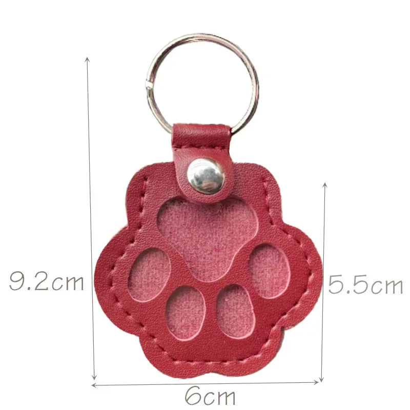 Paw Shape Memorial Leather Pet Hair Storage Bag Multifunctional Portable Keychain for Cat and Dog Hair Memorial Gift