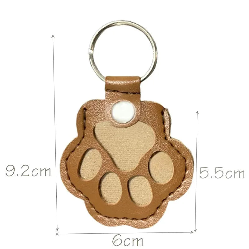 Paw Shape Memorial Leather Pet Hair Storage Bag Multifunctional Portable Keychain for Cat and Dog Hair Memorial Gift
